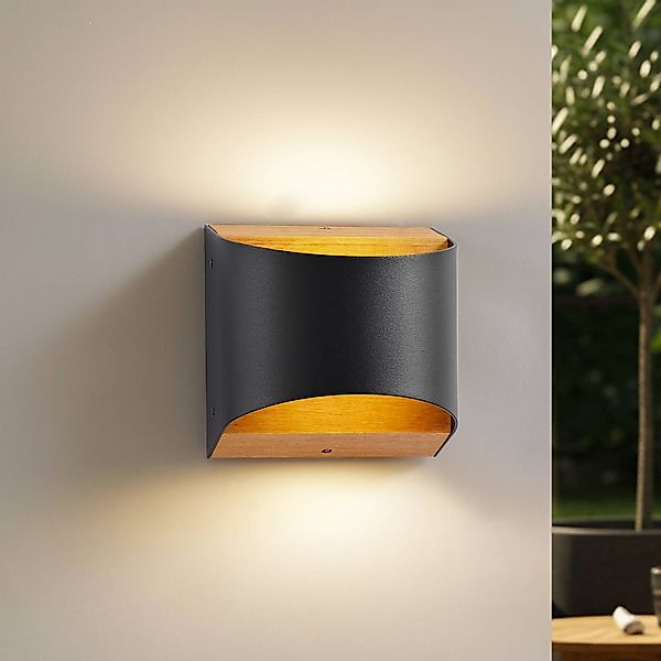 Lindby LED-Außenwandleuchte Lenore, schwarz, Metall, 13,5cm günstig online kaufen