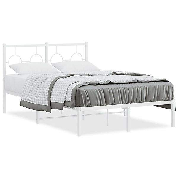 vidaXL Bettgestell mit Kopfteil Metall Weiß 120x190 cm 376272 günstig online kaufen
