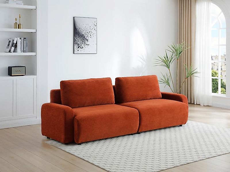 4-Sitzer Schlafsofa - Chenille-Stoff - Terrakotta - YOKIRA günstig online kaufen