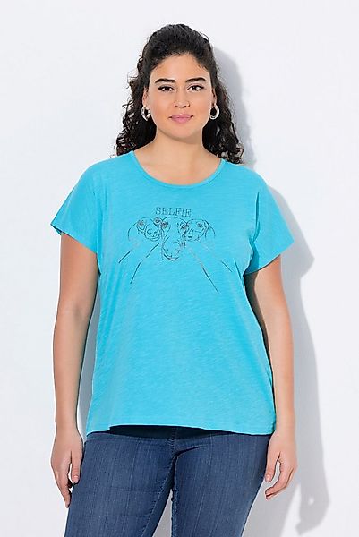 Ulla Popken T-Shirt T-Shirt Metallic-Tiermotiv Oversized Rundhals günstig online kaufen