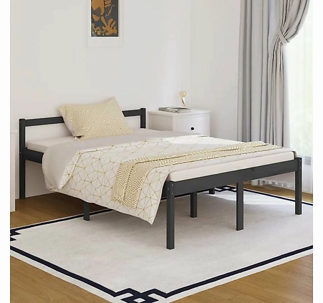 furnicato Bett Seniorenbett Grau 135x190 cm Massivholz Kiefer günstig online kaufen