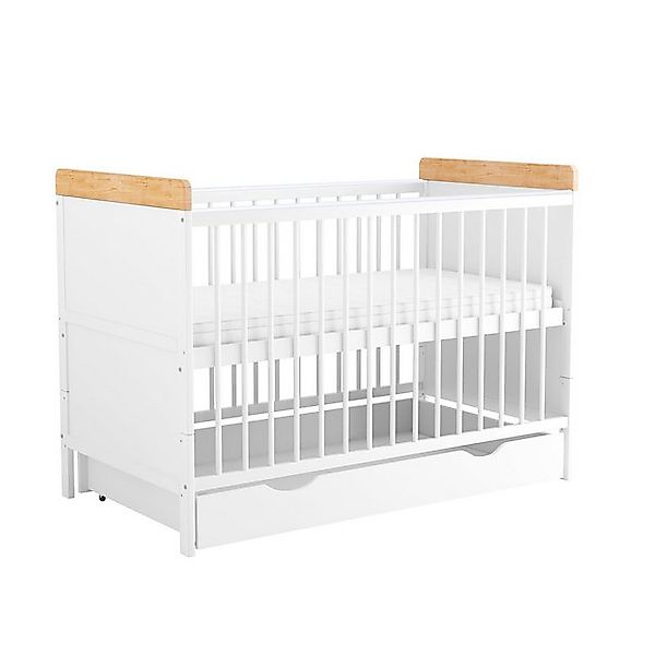 Baby-Delux Babybett Ella mit Schublade, Kinderbett 60x120 cm weiß höhenvers günstig online kaufen