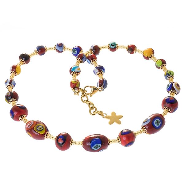 Perlenkette kette mit Murano Glas Mosaik günstig online kaufen