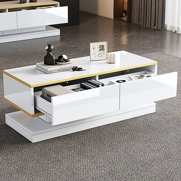 HAUSS SPOLE Wohnzimmer-Set Hochglanz-Couchtisch mit 2 günstig online kaufen