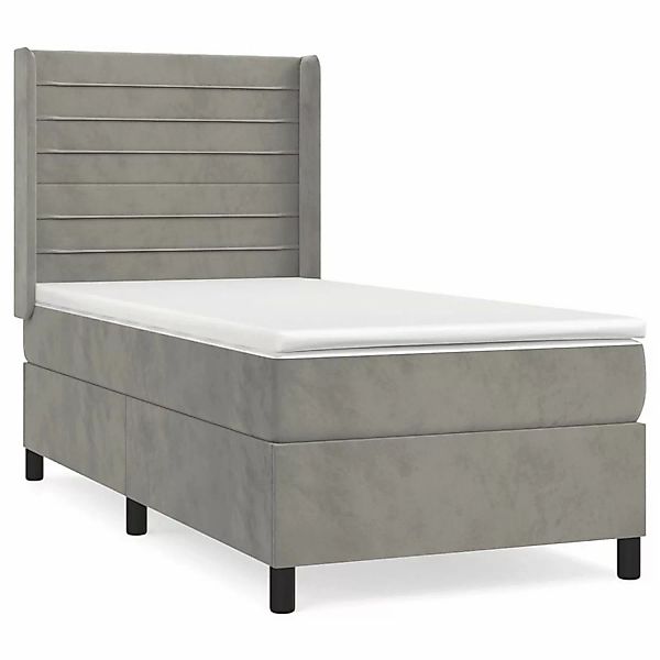 vidaXL Boxspringbett Boxspringbett mit Matratze Hellgrau 80x200 cm Samt Bet günstig online kaufen