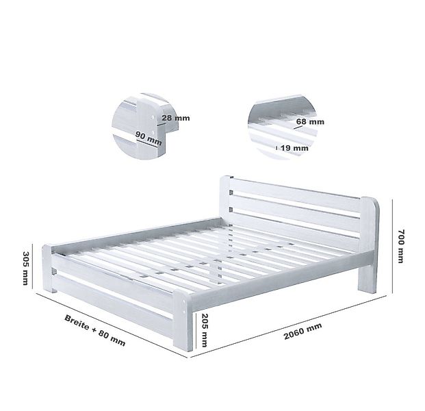 Furnify Holzbett Holzbett futtonbett bettgestell bett Weiß 80x200 Ohne Matr günstig online kaufen