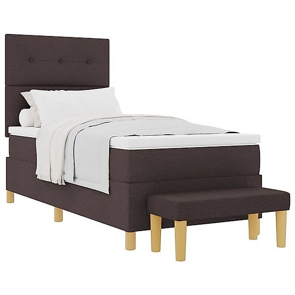 vidaXL Bett Boxspringbett mit Matratze & Bank Dunkelbraun 80x200 cm Stoff ( günstig online kaufen