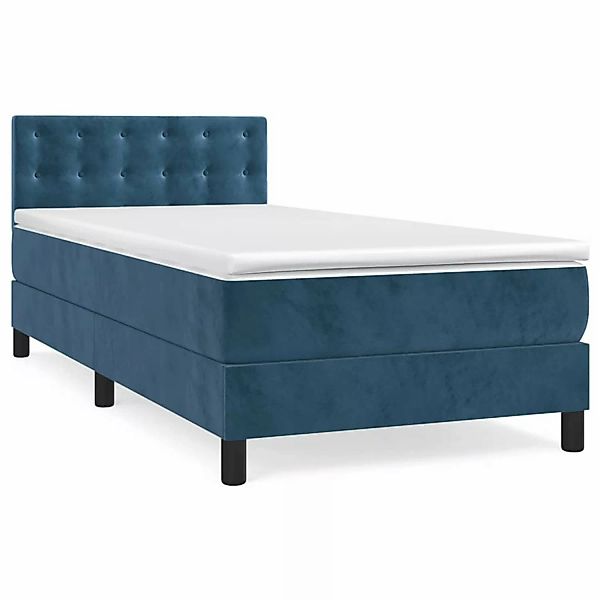 vidaXL Boxspringbett Boxspringbett mit Matratze Dunkelblau 90x200 cm Samt B günstig online kaufen