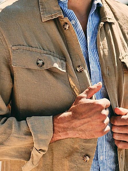 Suitable Leinen Überhemd Beige - Größe L günstig online kaufen