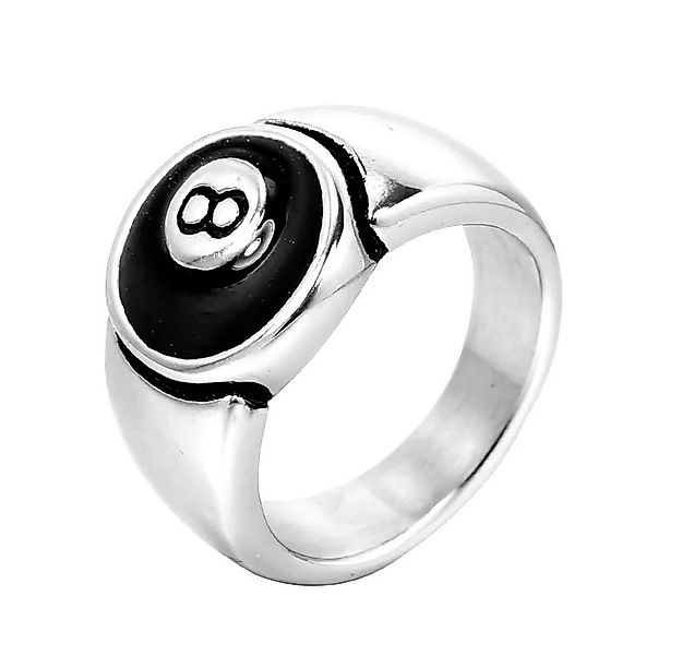 Taffstyle Fingerring 8 Ball Rocker Biker Ring Edelstahl Massiv Silber Schwa günstig online kaufen