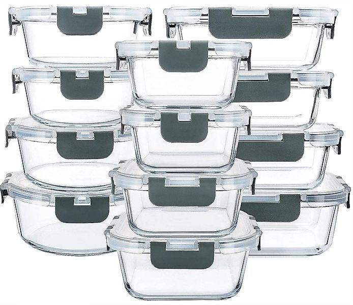 LuxusKollektion Aufbewahrungsdose Glas-Frischhaltedosen 24-teiliges Set - günstig online kaufen