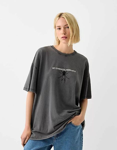 Bershka T-Shirt My Chemical Romance Mit Kurzen Ärmeln Damen L Grau günstig online kaufen