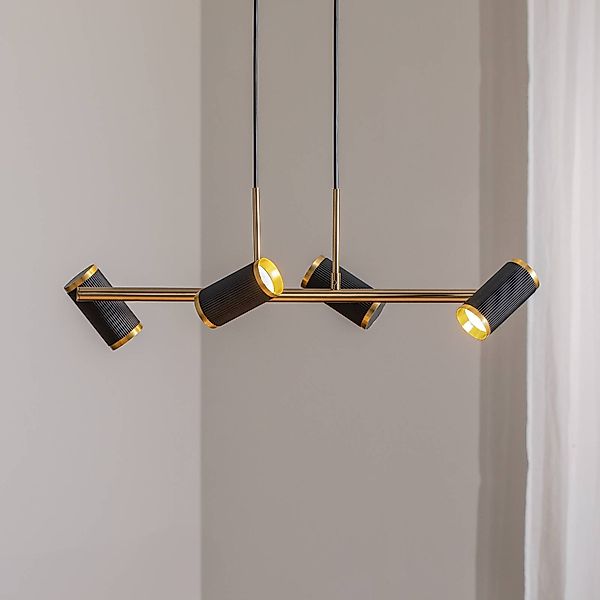 Hängelampe Lume schwarz/gold antik Länge 66 cm 4-flg. Metall günstig online kaufen