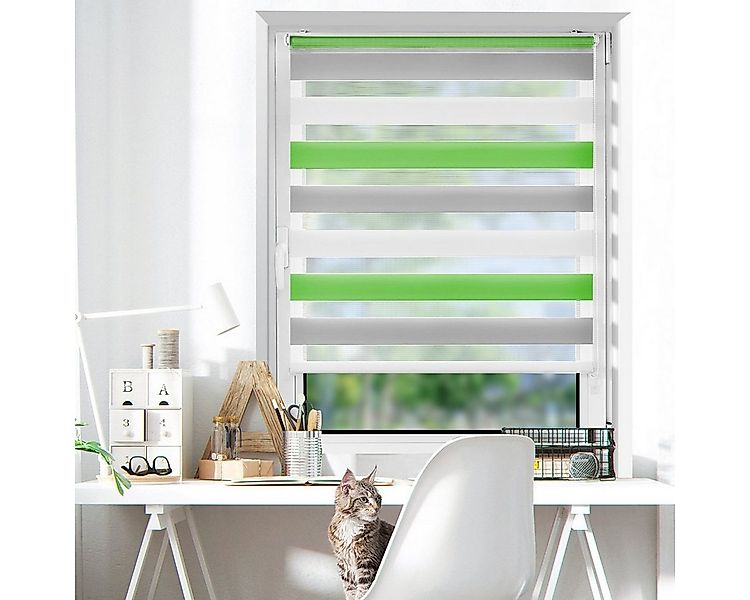 Doppelrollo rollos für Fenster ohne Bohren 130cm, OUBO, Lichtschutz, freihä günstig online kaufen
