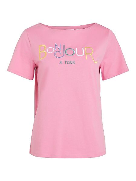 VILA Bedrucktes Baumwoll T-shirt Damen Pink günstig online kaufen