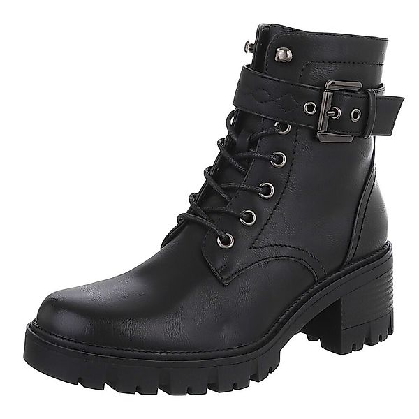 Ital-Design Damenstiefel mit Blockabsatz und Schnürverschluss günstig online kaufen