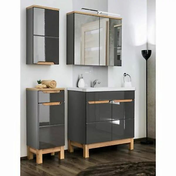 Lomadox Badezimmermöbel Set mit 80cm Waschtisch & LED-Spiegelschrank SOLNA- günstig online kaufen