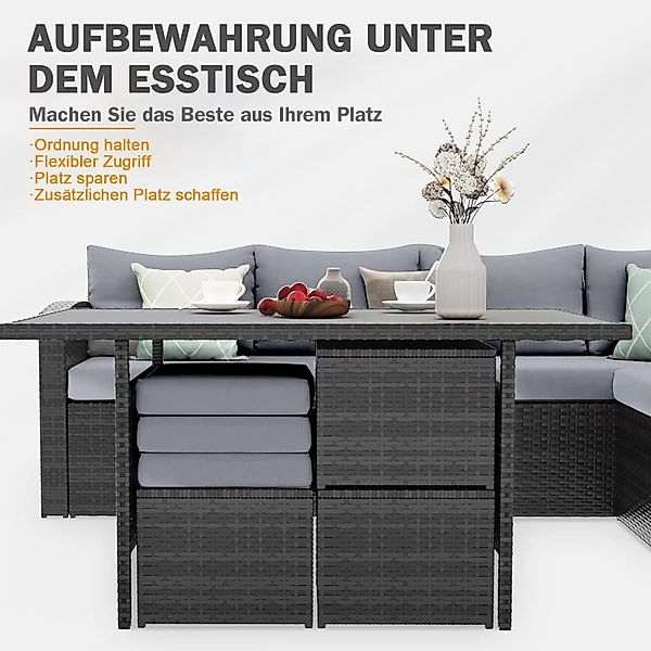 MeXo Gartenlounge-Set XXL mit Esstisch, Ecklounge günstig online kaufen