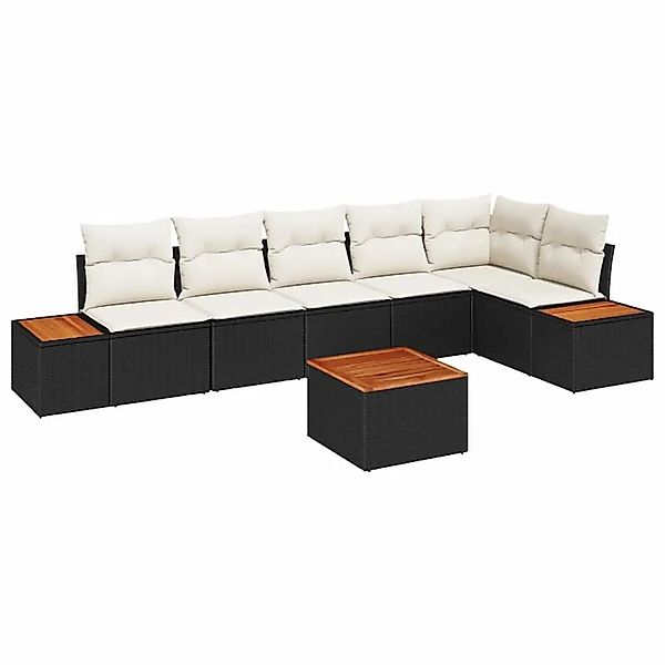 vidaXL Gartensofa-Set mit Kissen 6 Stk Schwarz und Creme Polyrattan 3356767 günstig online kaufen