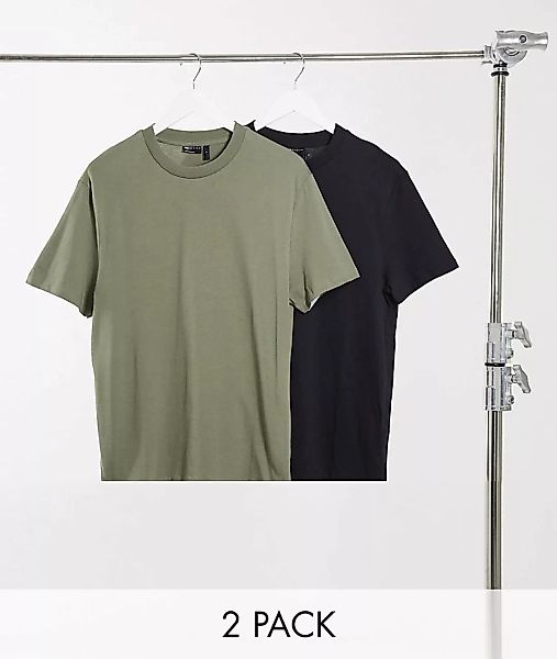 ASOS DESIGN – 2er-Packung T-Shirts aus Bio-Baumwolle-Mehrfarbig günstig online kaufen