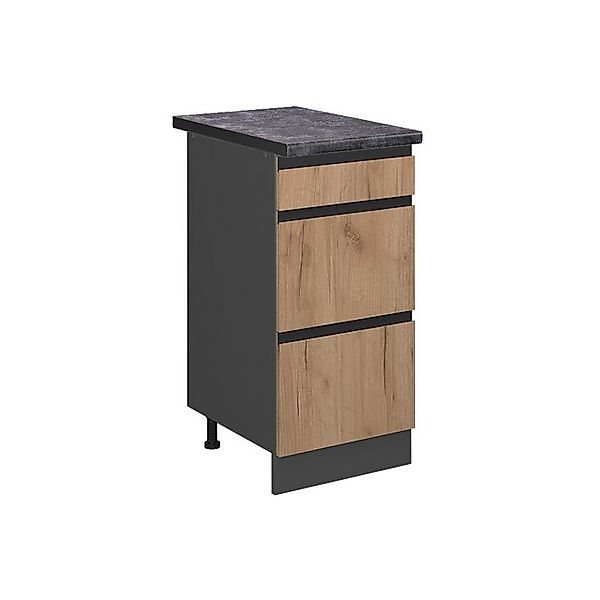 Vicco Küchenunterschrank R-Line Goldkraft Eiche/Anthrazit 40 cm mit Schubla günstig online kaufen