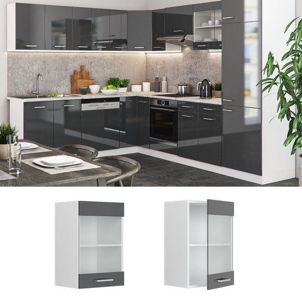Vicco Glashängeschrank R-Line, Anthrazit Hochglanz/Weiß, 40 günstig online kaufen