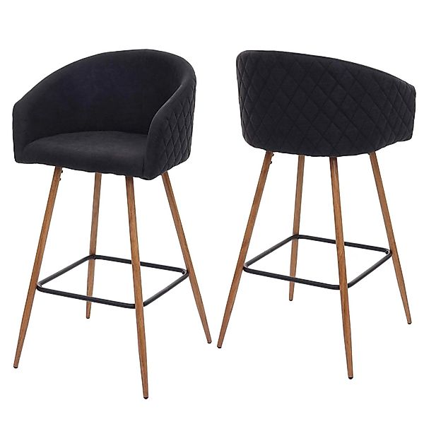 PROREGAL 2er-Set Barhocker Sitzhöhe 74cm Metall Holzoptik Stoff/Textil Anth günstig online kaufen