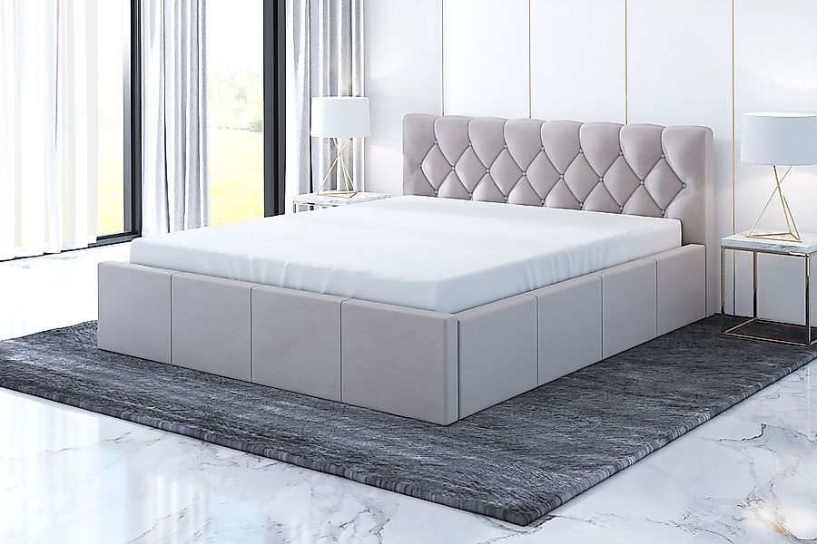 A&J MöbelLand GmbH Polsterbett VOG-OM mit Bettkasten und Lattenrost (Bett m günstig online kaufen