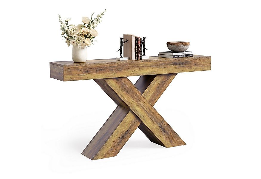 Tribesigns Konsolentisch Schmal 140 cm Foyertisch mit X-Form Design, Sofati günstig online kaufen