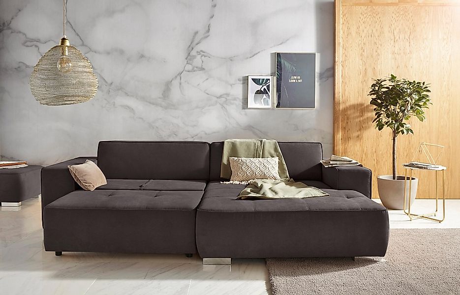 INOSIGN Ecksofa "Sapporo L-Form", wahlweise Bettfunktion oder Sitztiefenver günstig online kaufen