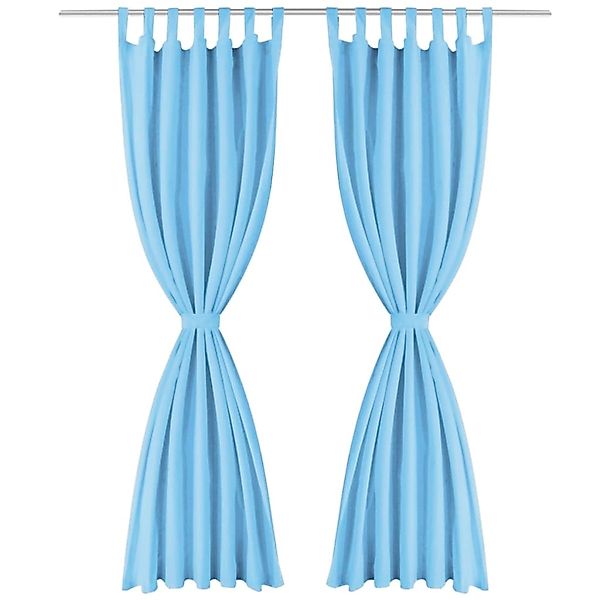 Vorhänge Mikro-satin 2 Stk. Mit Schlaufen 140 X 175 Cm Türkis günstig online kaufen