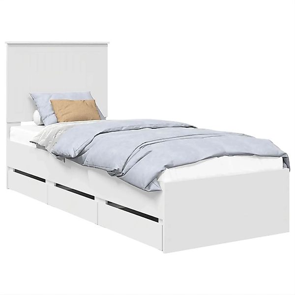 vidaXL Bettrahmen mit Schubladen Weiß 75 x 190 cm Ingenieurs Holz 3411166 günstig online kaufen