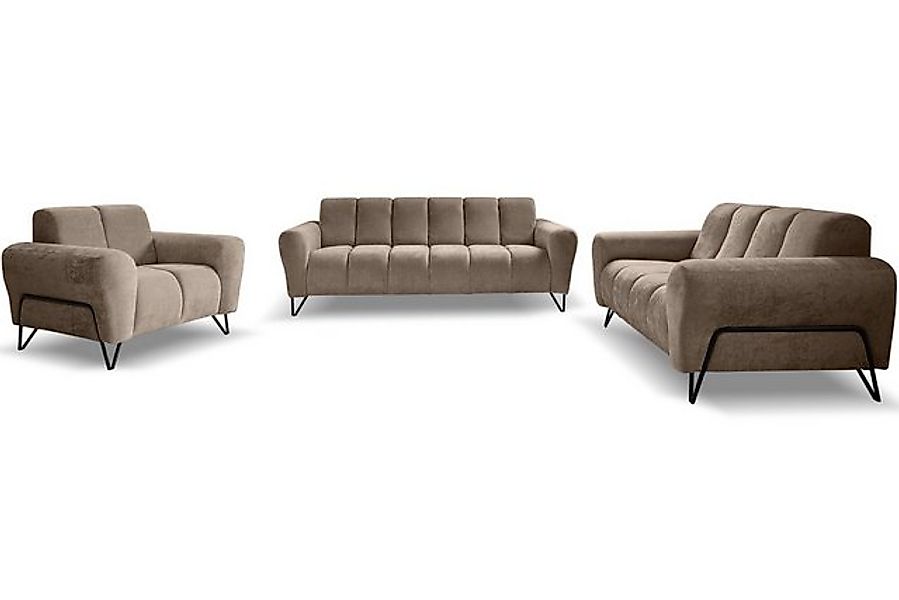 Beautysofa Polstergarnitur VOLARE, 3-Sitzer Sofa +2-Sitzer Sofa + Sessel, v günstig online kaufen