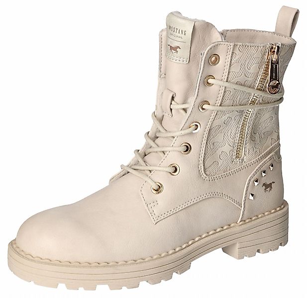 Mustang Shoes Winterboots, Blockabsatz, Winterstiefelette, Schnürboots, Log günstig online kaufen