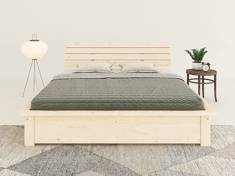 Home affaire Massivholzbett "Antri, Futonbett, ergonomisch geformtes Kopfte günstig online kaufen