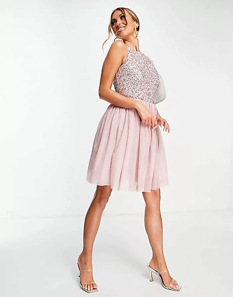 Beauut – Bridesmaid – Mit Pailletten verziertes Brautjungfern-Minikleid in günstig online kaufen