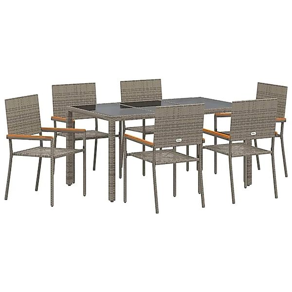 vidaXL Garten Essgruppe 7-Tlg Grau Poly-Rattan 3365394 günstig online kaufen