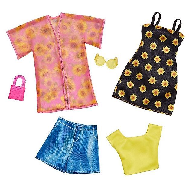 Barbie Puppenkleidung Sunflower 2 Garderoben Set Barbie Mattel Puppen-Kleid günstig online kaufen