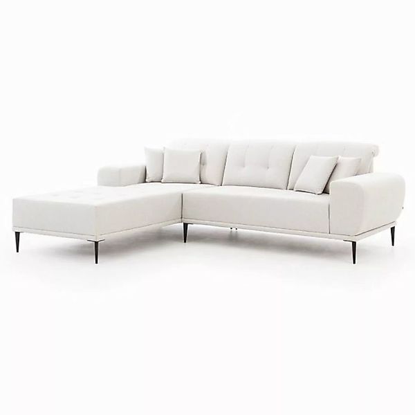 Lomadox Ecksofa RONNEBY-132, grau Recamiere re/li montierbar inkl. 4 Kissen günstig online kaufen