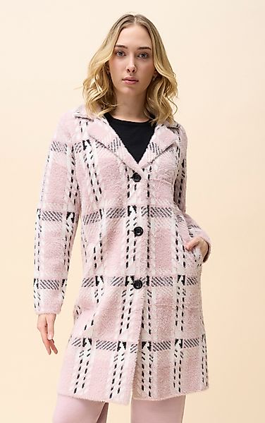 Passioni Strickmantel in rosa mit Karo-Muster günstig online kaufen