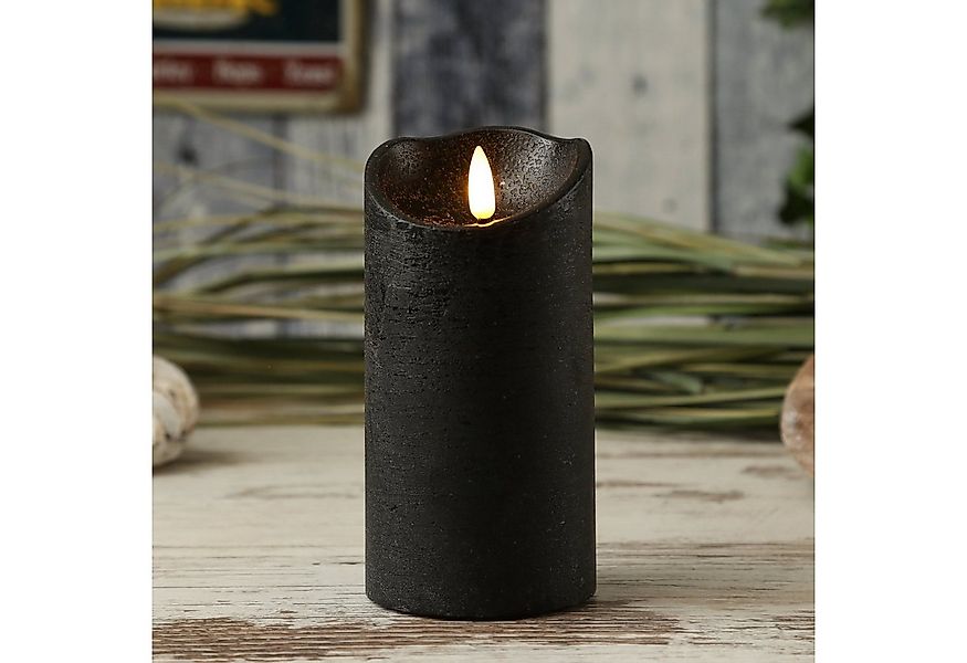 MARELIDA LED-Kerze Rustik Optik Echtwachs flackernd H: 15cm D: 7,5cm Timer günstig online kaufen