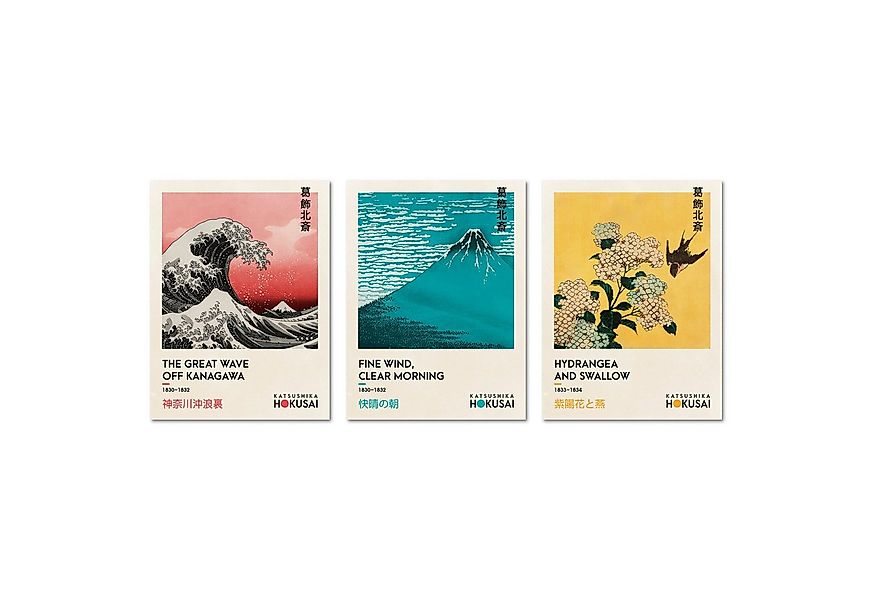 ARTFAVES Bilder-Collage Poster Set - Art Galerie Hokusai - 3 Deko Wandbilde günstig online kaufen
