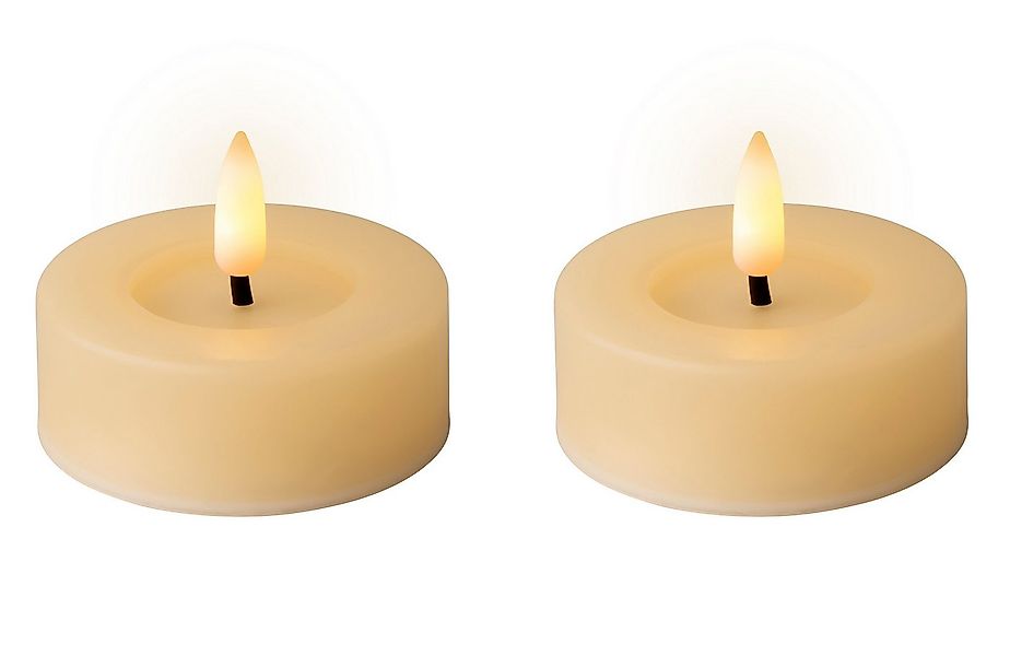 Lumineo LED-Kerze, LED Teelichter mit Timer Outdoor 6,5x5cm Creme / Warmwei günstig online kaufen