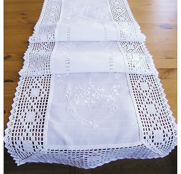 matches21 HOME & HOBBY Tischdecke Tischläufer BRIT Häkelkante & Stick Landh günstig online kaufen