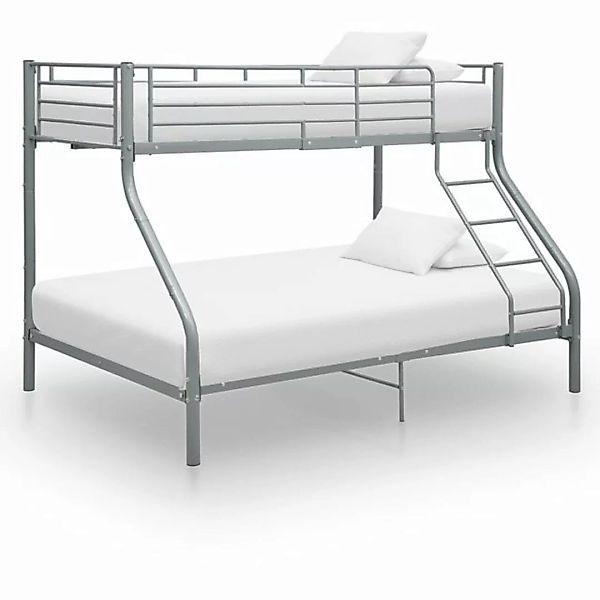 furnicato Bett Etagenbettgestell Grau Metall 140x200 cm/90x200 cm günstig online kaufen