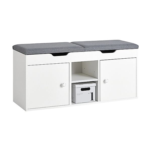 SoBuy Sitzbank mit 2 Sitzkissen und Stauraum PB Weiß FSR96-W günstig online kaufen