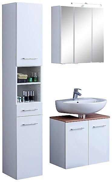 welltime Badmöbel-Set »Avignon«, (3 St.), mit 3D-Spiegelschrank mit LED-Auf günstig online kaufen