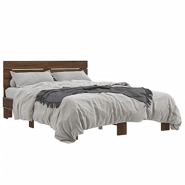 vidaXL Bettgestell Braun Eichen-Optik 120x200 cm Holzwerkstoff Metall 32801 günstig online kaufen