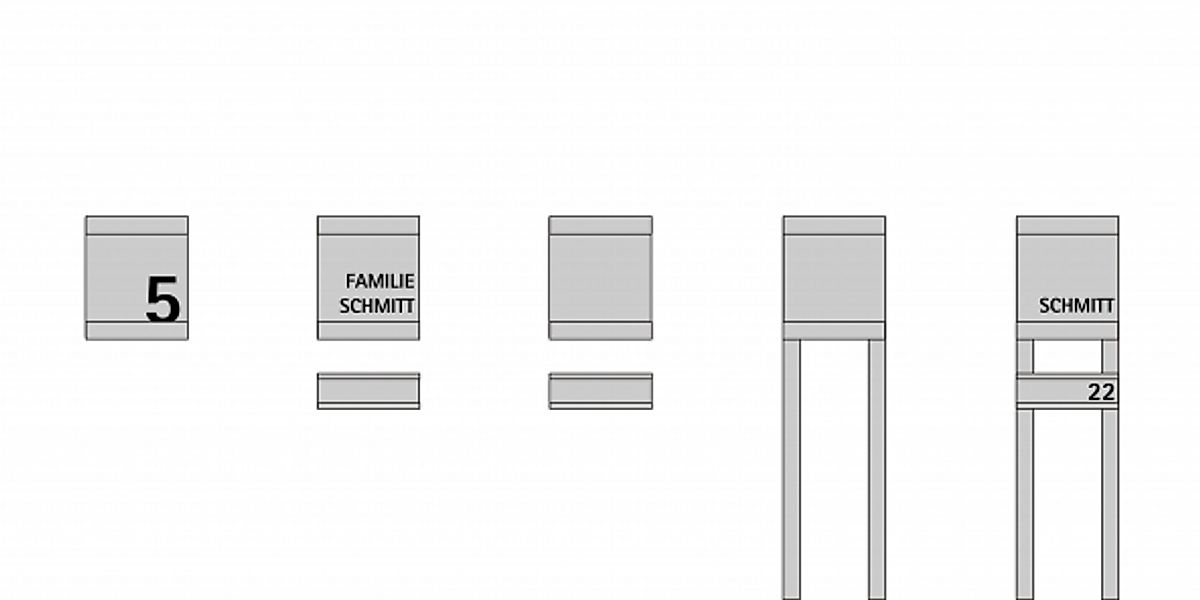 Glasnost Briefkästen Edelstahl Metall.360 Hausnummer und Familienname günstig online kaufen