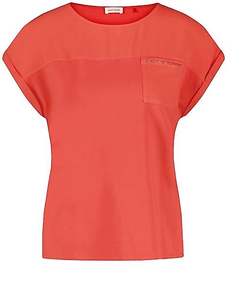 GERRY WEBER Kurzarmshirt Kurzarmshirt mit Material-Patch und Ziersteinchen günstig online kaufen